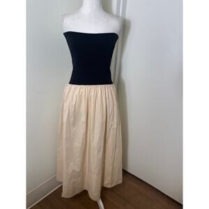 Pistola Black Cream Strapless Mixed Media Strapless Dress S